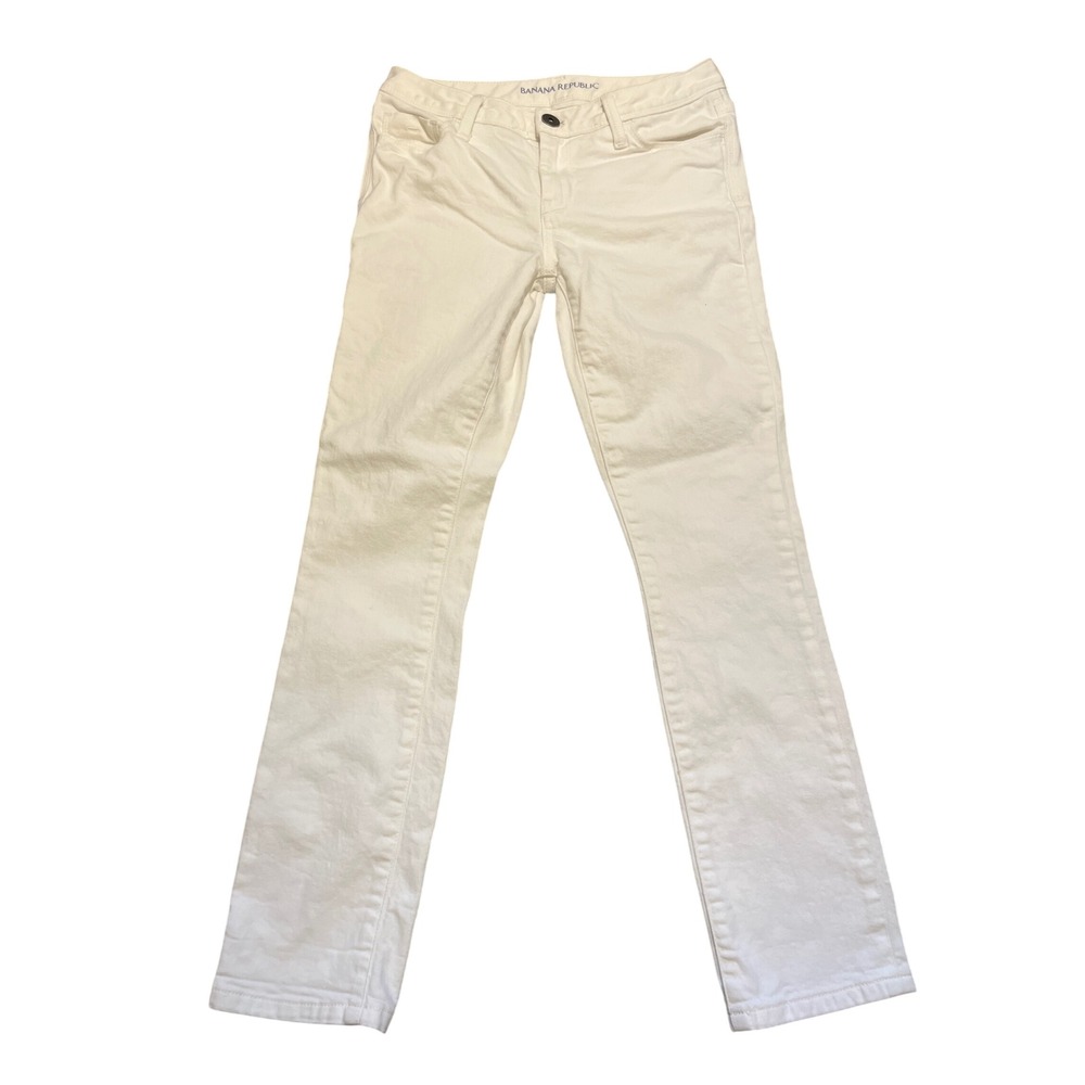 Banana Republic White Skinny‎ Jeans Women's Sz 26 Cotton Stretch Casual Classic